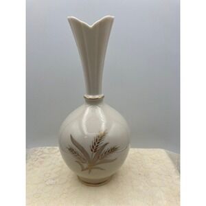 Bud Vase by Lenox Wheat Design Ivory/Gold Tone Trim Vintage Decor 8"H USA‎